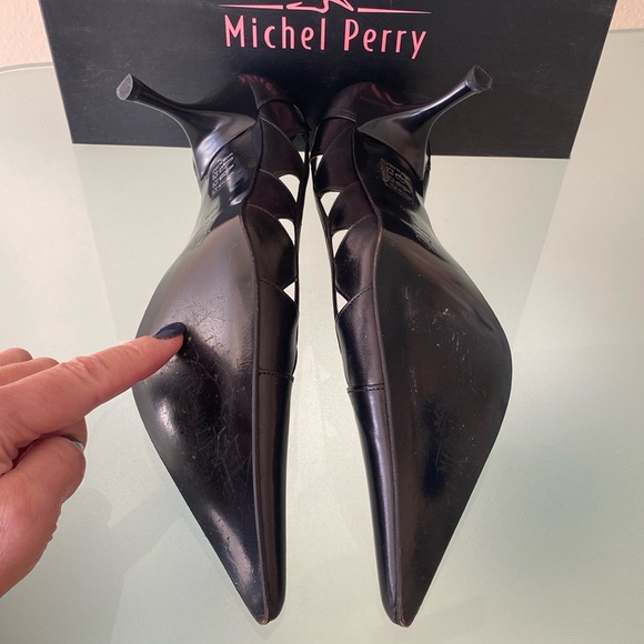 NEW Michel Perry leather SHOES/pumps,heels 8-8.5 US/ 38.5 ITALY - Picture 6 of 13